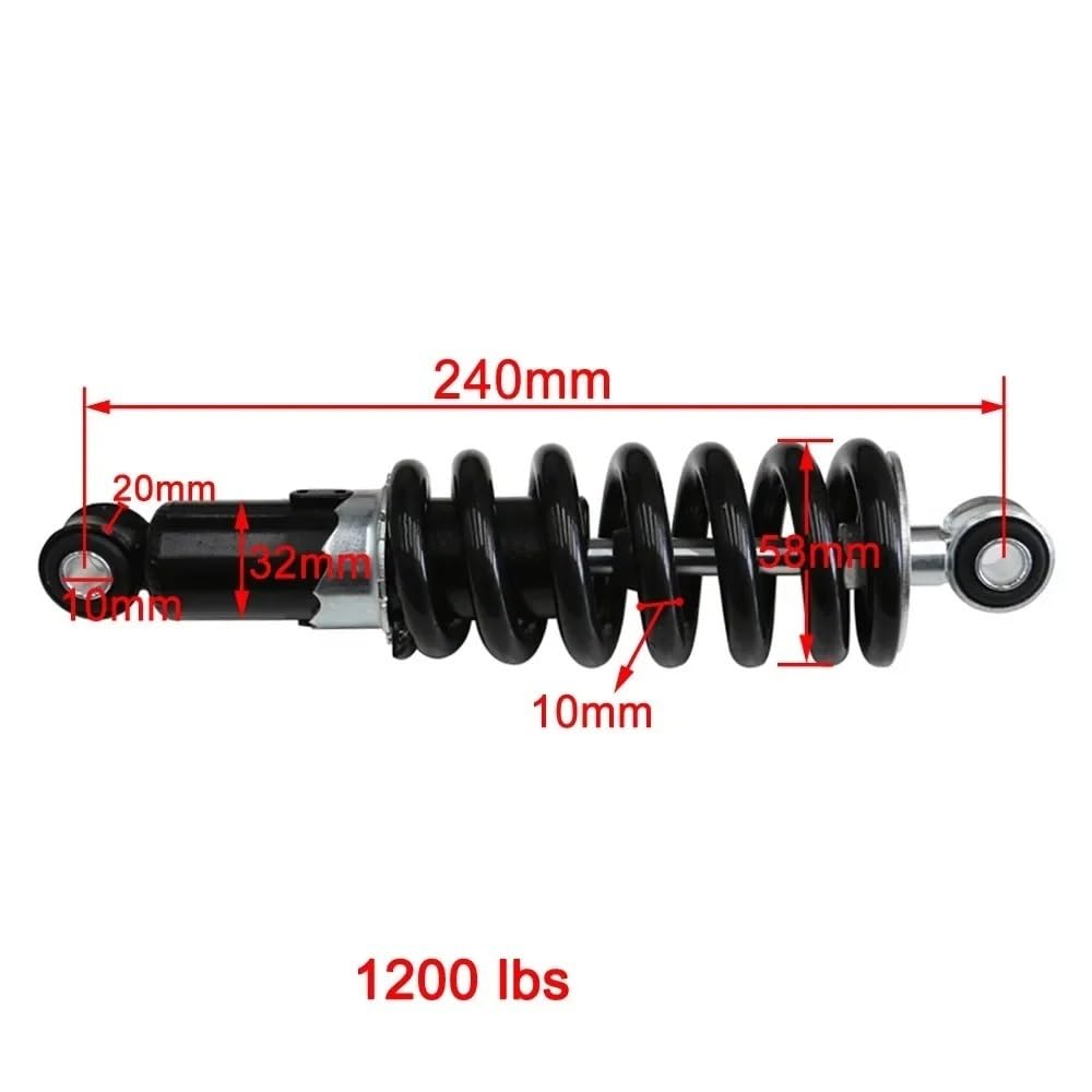 DINGZEN Motorrad Stoßdämp Für 1200LBS 24/25/26/27/29 cm Motorrad Hinten Stoßdämpfer Suspension Schutz Dirt Pit Bike ATV Quad Buggy 10mm Öse von DINGZEN