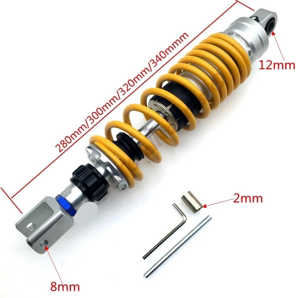 DINGZEN Motorrad Stoßdämp Motorrad Elektroauto modifizierter universell Einstellbarer Stoßdämpfer mit Hinterradaufhängung Für 320 mm 340 mm 360 mm von DINGZEN