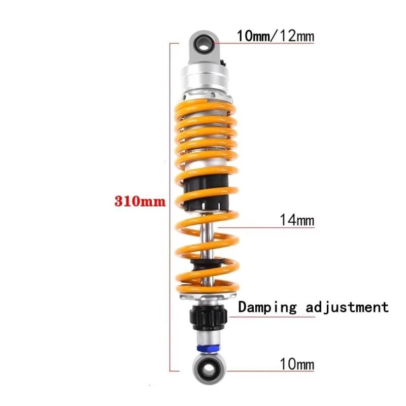 DINGZEN Motorrad Stoßdämp Universal 1 stücke 270mm - 350mm Motorrad Einstellen Dämpfung Hinten stoßdämpfer Hinten Suspension Für Für KA&WASAKI für Su&zuki von DINGZEN