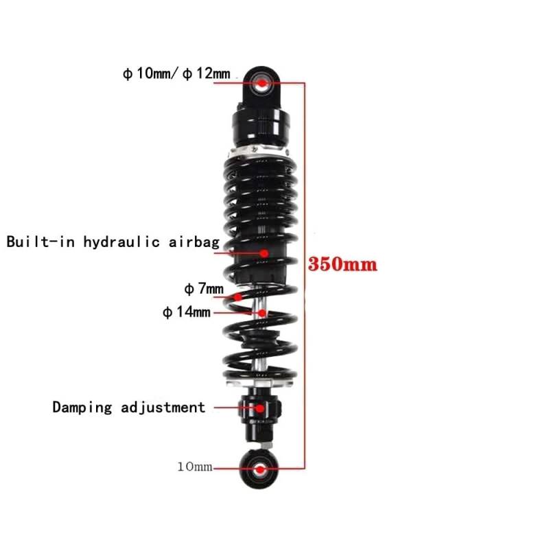 DINGZEN Motorrad Stoßdämp Universal 1 stücke 270mm - 350mm Motorrad Einstellen Dämpfung Hinten stoßdämpfer Hinten Suspension Für Für KA&WASAKI für Su&zuki von DINGZEN