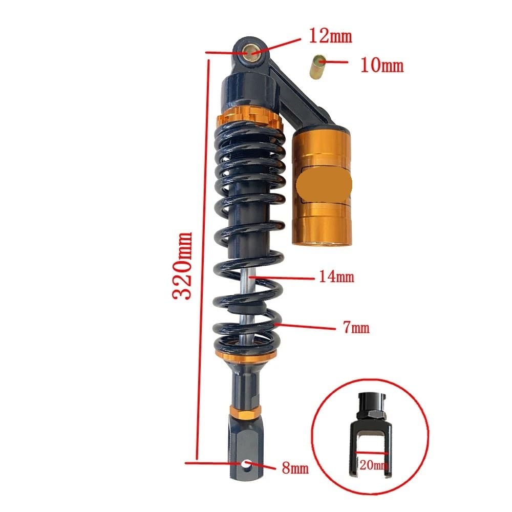 DINGZEN Motorrad Stoßdämp Universal 280mm 295mm 320mm 335mm Motorrad Luft Stoßdämpfer Hinterradaufhängung Für Für KA&WASAKI Für Su&zuki ATV Quad von DINGZEN