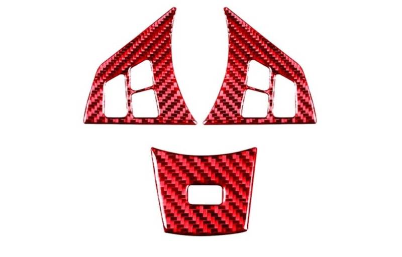 Lenkrad Zierrahmen Aufkleber Lenkradknopf Kinn dekorative Aufkleber Autoinnenausstattung für 6er M6 E63 E64 2004-2010(Red Set A) von DINGZEN