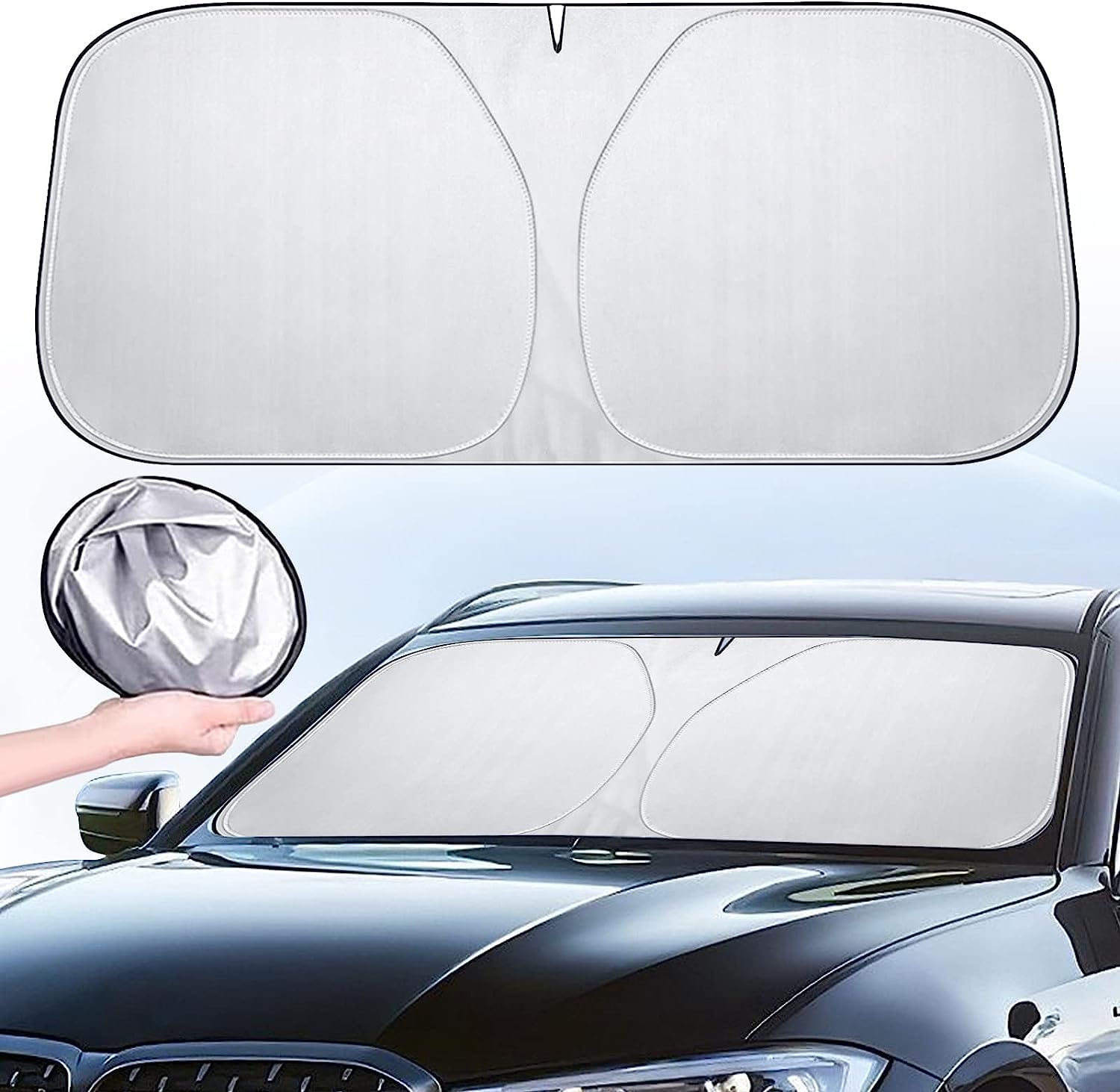 Auto Frontscheibe Sonnenblende für Honda Jazz (2009-2014), UV-Schutz Wärmeisolierung Windschutzscheiben-Sonnenschutz, Faltbarer Frontscheibenabdeckung,Silver von DIOTTI