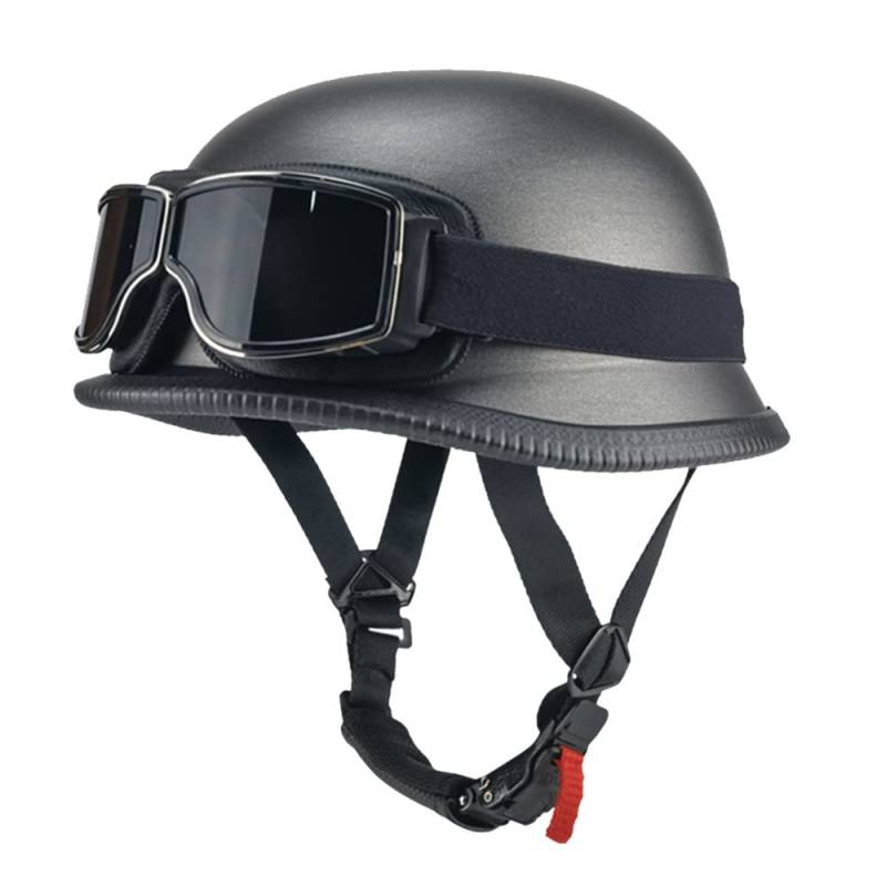 Deutsch Helm Halboffenen Vintage Öffnen Motorradhelm Halb-Helm ECE-Zertifizierung Chopper Helm mit Sonnenbrille für Mopeds Cruiser Vintage Jet Helm Schnellverschlussschnallen M-XXL von DIRERTYS