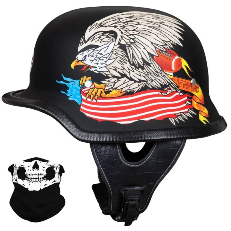 Deutscher Stil Halbschale Helm Retro Halbgesicht Motorradhelm Halbhelm Motorrad -ECE zugelassenen Männern und Frauen Open Face Helm für Scooter Moped Cruiser Motorrad M ~ XXL von DIRERTYS