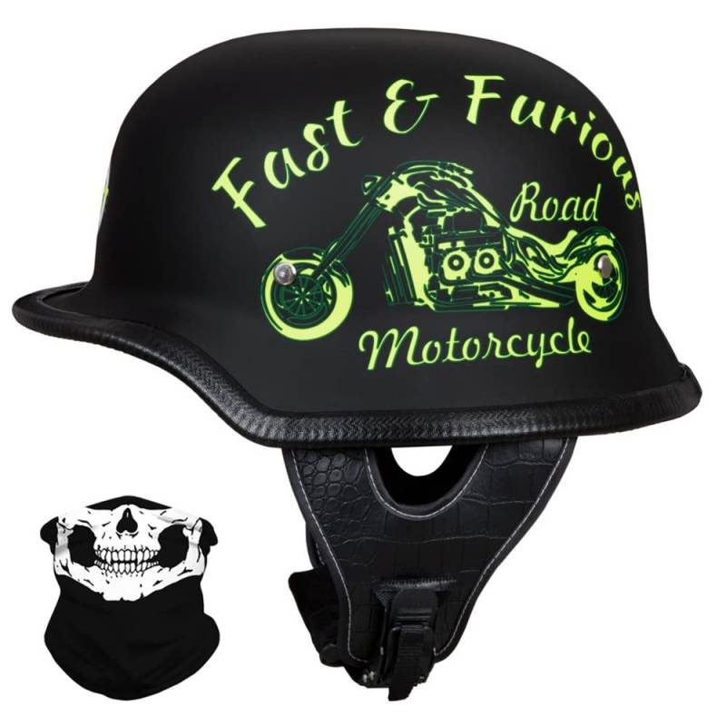 Deutscher Stil Halbschale Helm Retro Halbgesicht Motorradhelm Halbhelm Motorrad -ECE zugelassenen Männern und Frauen Open Face Helm für Scooter Moped Cruiser Motorrad M ~ XXL von DIRERTYS