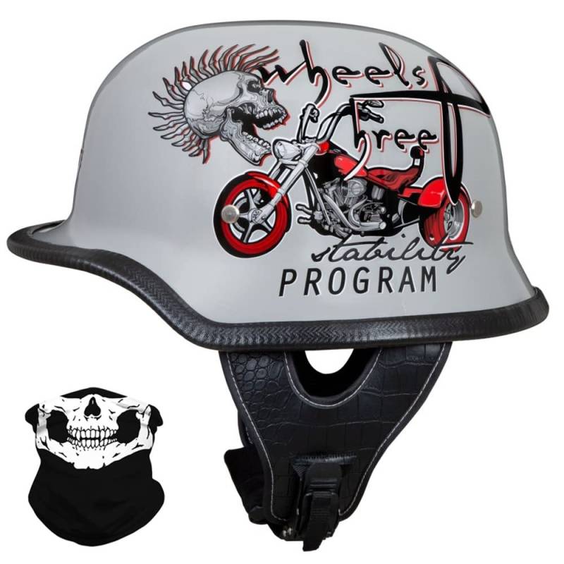 Deutscher Stil Halbschale Helm Retro Halbgesicht Motorradhelm Halbhelm Motorrad -ECE zugelassenen Männern und Frauen Open Face Helm für Scooter Moped Cruiser Motorrad M ~ XXL von DIRERTYS