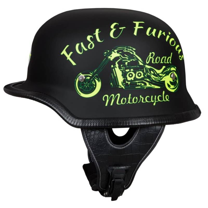 Deutscher Stil Halbschale Helm Retro Halbgesicht Motorradhelm Halbhelm Motorrad -ECE zugelassenen Männern und Frauen Open Face Helm für Scooter Moped Cruiser Motorrad M ~ XXL von DIRERTYS