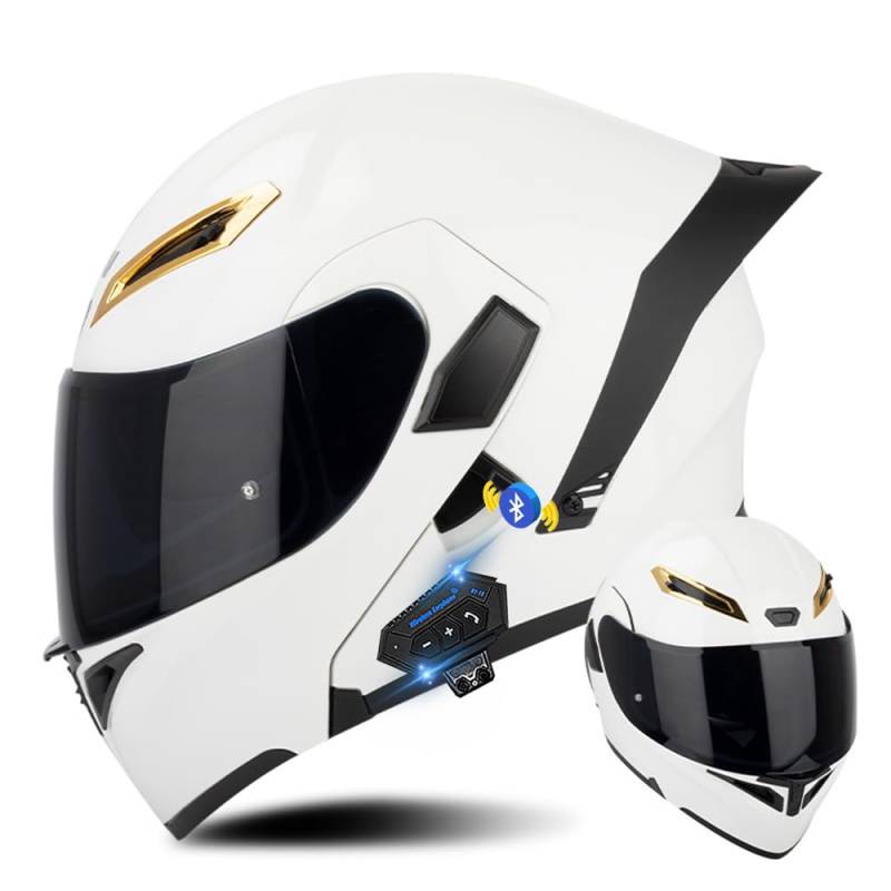 Klapphelm mit Bluetooth, Bluetooth Integralhelm Motorradhelm mit Doppelvisier, ECE Zertifiziert Lila Helm für Erwachsene Frauen Männer Hohe Qualität Helm, Roller-Mofa -Moped-Helm von DIRERTYS