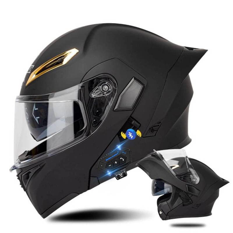 Klapphelm mit Bluetooth, Bluetooth Integralhelm Motorradhelm mit Doppelvisier, ECE Zertifiziert Lila Helm für Erwachsene Frauen Männer Hohe Qualität Helm, Roller-Mofa -Moped-Helm von DIRERTYS