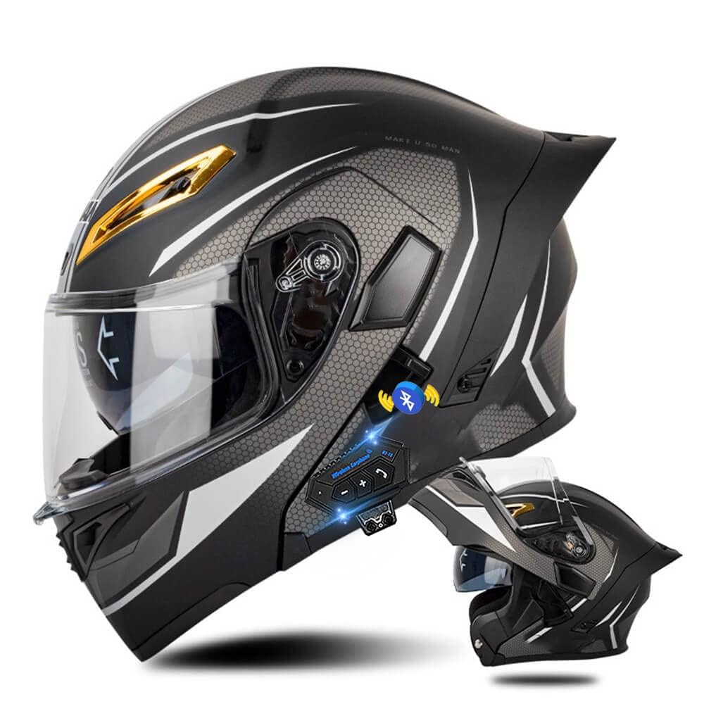 Klapphelm mit Bluetooth, Bluetooth Integralhelm Motorradhelm mit Doppelvisier, ECE Zertifiziert Lila Helm für Erwachsene Frauen Männer Hohe Qualität Helm, Roller-Mofa -Moped-Helm von DIRERTYS