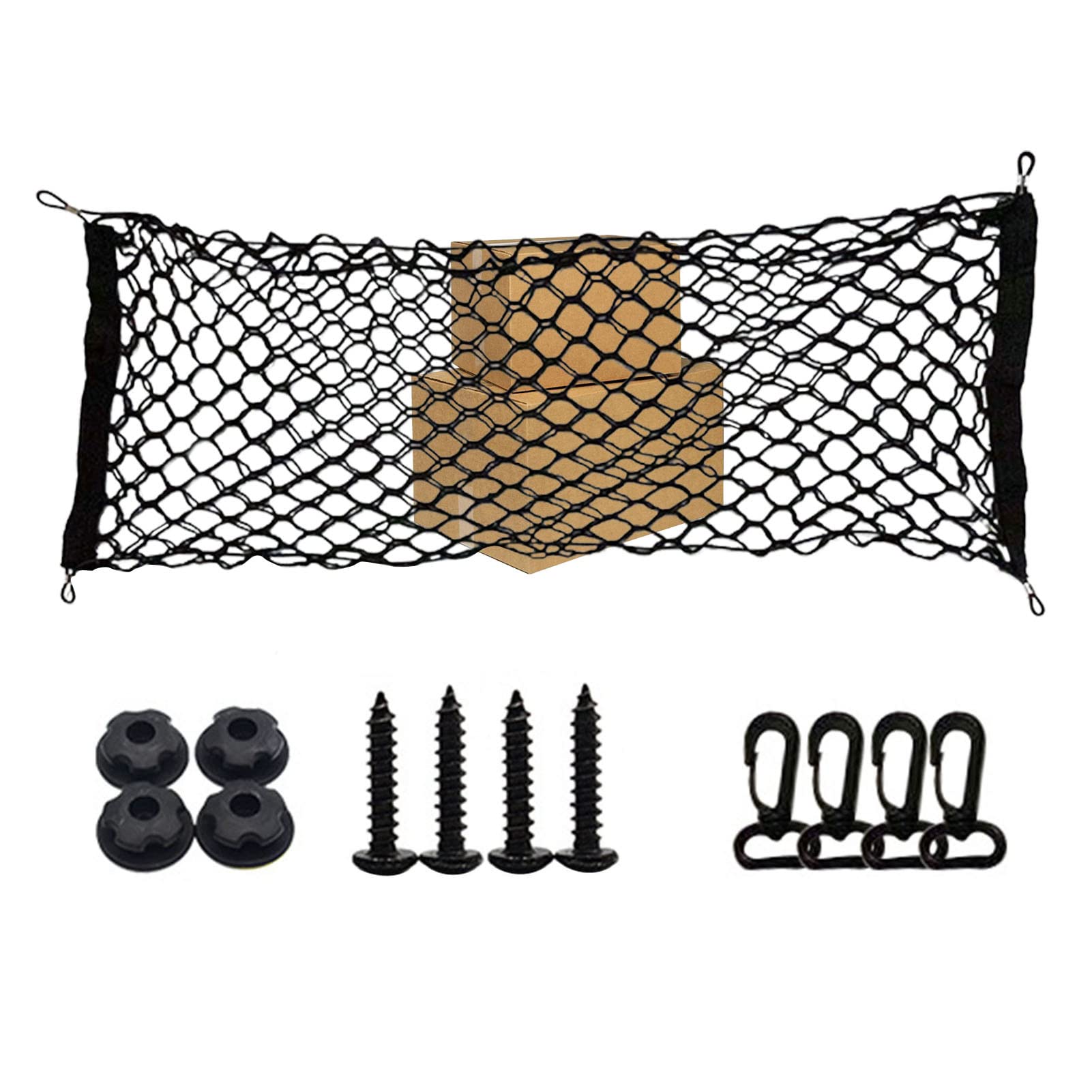 Gepäcknetz, strapazierfähig, dehnbar, 90 x 40 cm, verstellbarer elastischer Kofferraum-Organizer, strapazierfähiges, dehnbares Cargo-Netz, Autozubehör, verstellbares Kofferraum-Aufbewahrungsnetz mit von DISPRA