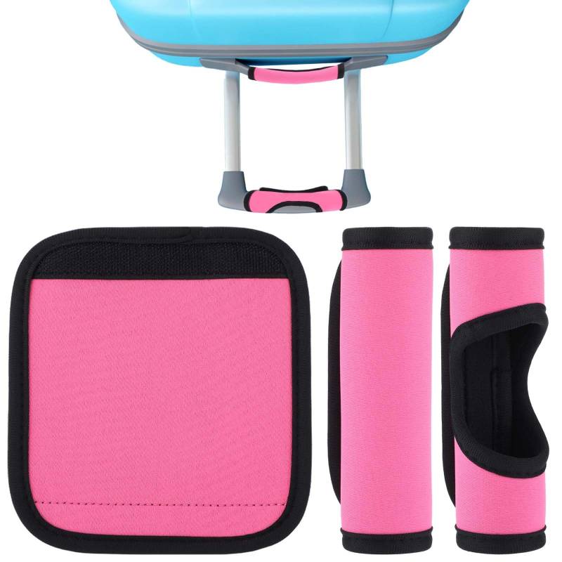 Gepäckgriffpolster 3 Stück Krücken Griffpolster Koffer Markierung Klett Cushion Grip Komfort Neopren Abnehmbare Griffabdeckungen FüR Gepäckgriffe Koffer Reisetasche（ Rosa） von DIVINA VITAE