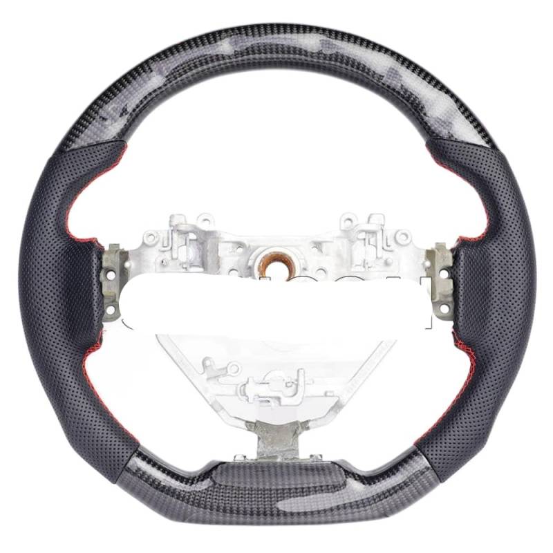 Auto-Lenkrad, echtes Carbonfaser-Rennrad mit perforiertem Leder und roten Nähten, kompatibel mit IS GS CT NX RC F Sport 2013–2019(B) von DIWUCXCA