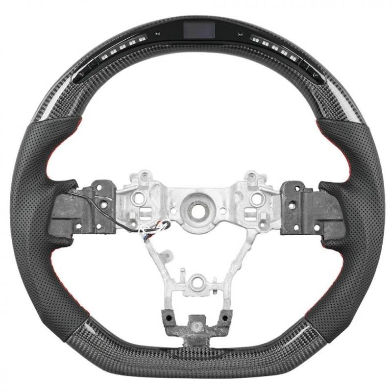 Lenkrad aus echtem Carbon, kompatibel mit WRX STI-Modellen 2015 bis 2020, perforiertes Nappaleder mit roten Nähten(Style 2) von DIWUCXCA