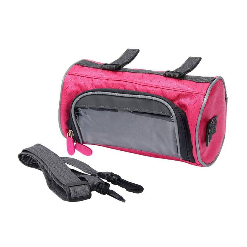 Fahrradlenker-Tasche, Mountainbike-Touchscreen-Bildschirm Vorderer Lenker wasserdichte Tasche, Fahrradzubehör Fahrrad-Frontrahmen Oberrohr-Aufbewahrungstasche (Rose Red) von DIYARTS