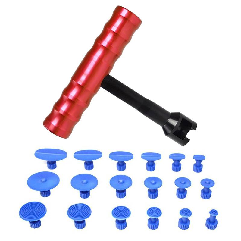 T Form Dent Puller mit 18 Blau Dichtung Tragbare Auto Auto Body Repair Tool Saugnapf Slide Tool Hammer Kit von DIYARTS