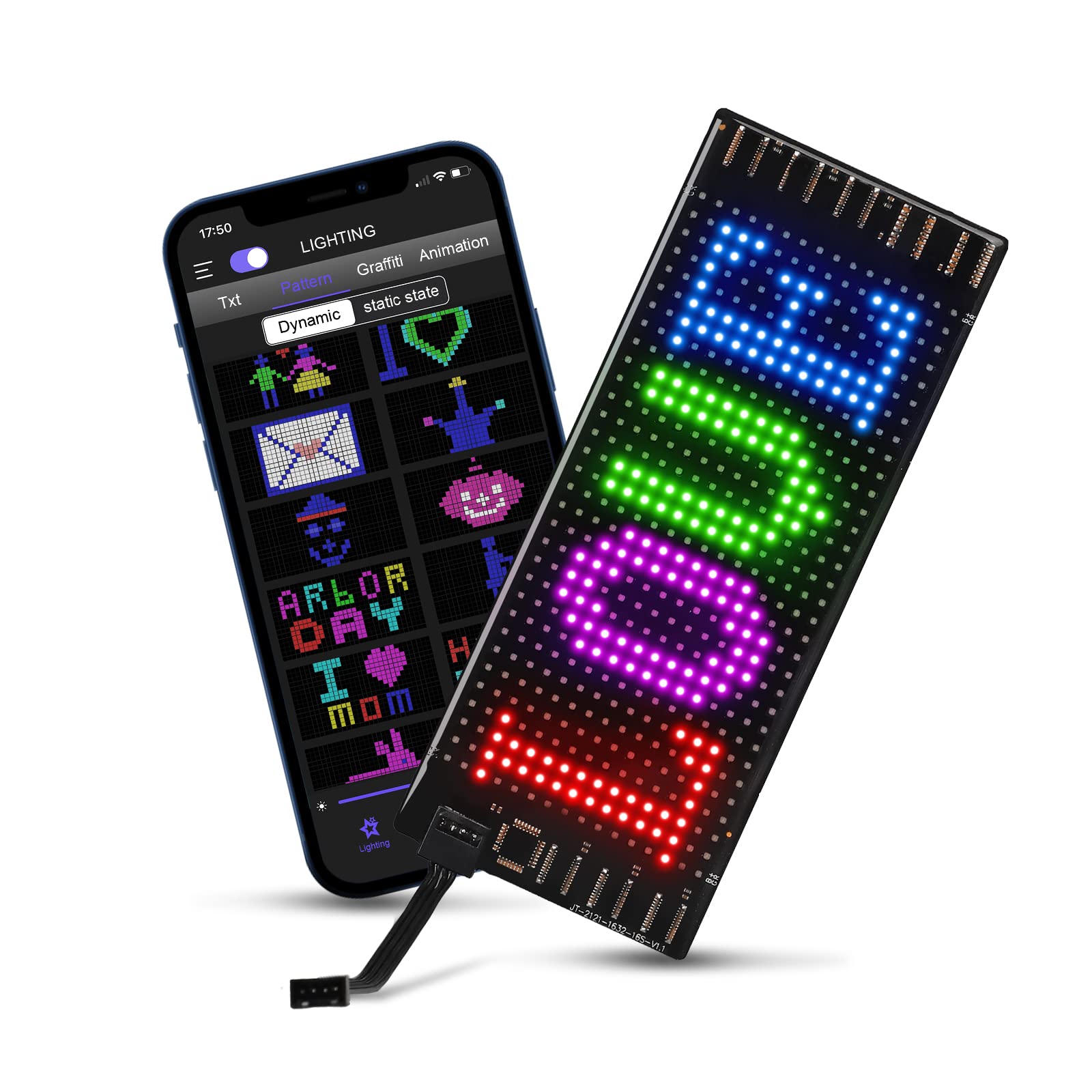 DIYOYOTM Led Namensschild, 17 X 7cm Led Anzeigetafel, Led Laufschrift Programmierbar, Leuchtschild FüR Auto, LKW Namensschilder, Text, Graffiti, Smart App, Bluetooth Usb 5v von DIYOYOTM