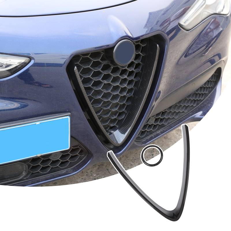 Carbon Faser Stil ABS-Kunststoff Front Grill Dekoration Rahmen Besatz für Stelvio 2017 2018 von DIYUCAR