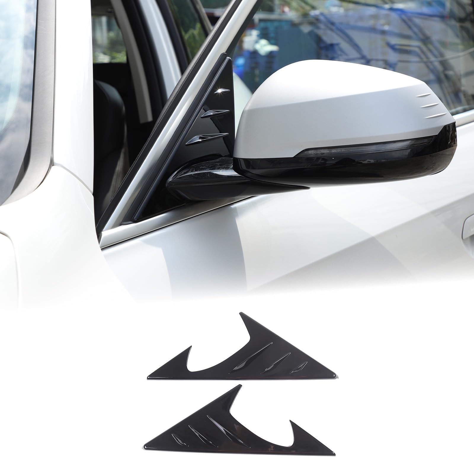 DIYUCAR ABS Glänzend Schwarz Auto Vorne Rückspiegel Seite Spoiler Dreieck Abdeckung Trim Für B-M-W X1 U11 2023-2024 Auto Außen Zubehör von DIYUCAR