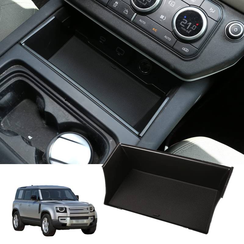 DIYUCAR Mittelkonsole Aufbewahrungsbox für LR Defender 90 110 2020 2021 Mittelkonsole ABS Schwarz (Mittelkonsole) von DIYUCAR