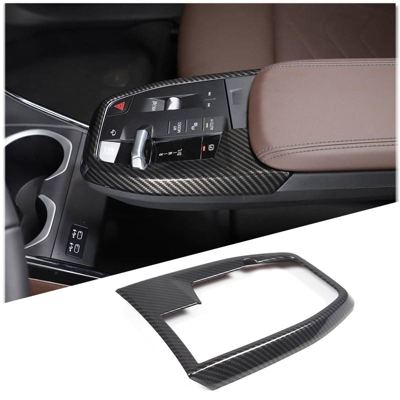 DIYUCAR ABS Carbon Fiber Car Center Console Shift Gear Panel Frame Cover Trim Sticker For B-M-W X1 IX1 U10 U11 2023-2024 Interior Accessories von DIYUCAR