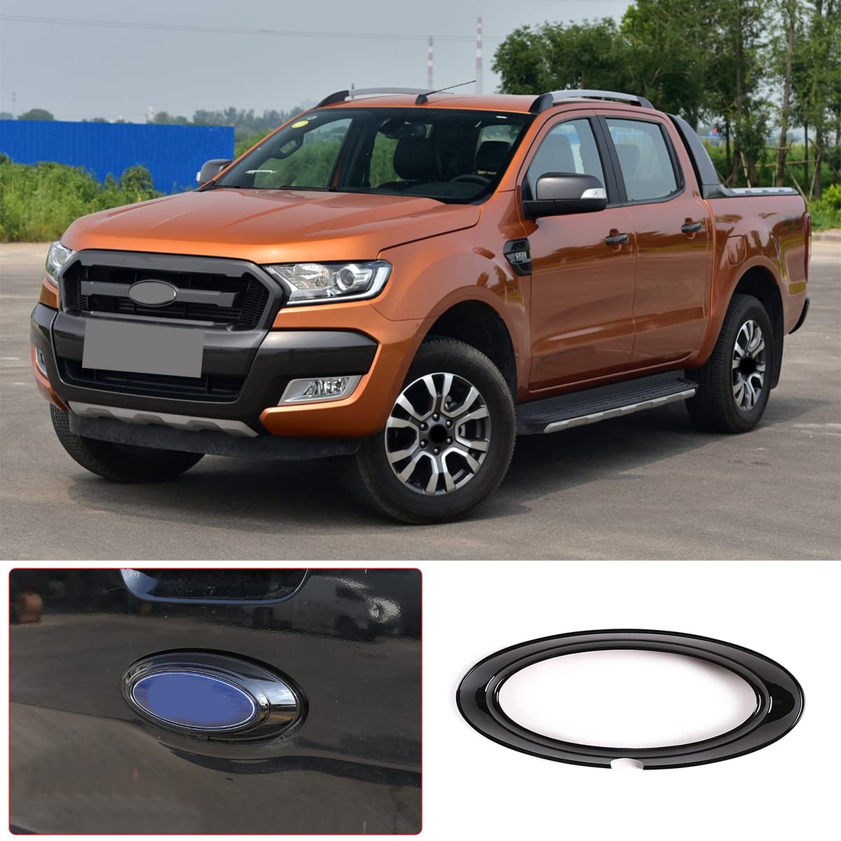 DIYUCAR ABS-Kunststoff-Rahmenabdeckung für Ford Ranger 2015–2021, Autozubehör (glänzend) Schwarz von DIYUCAR