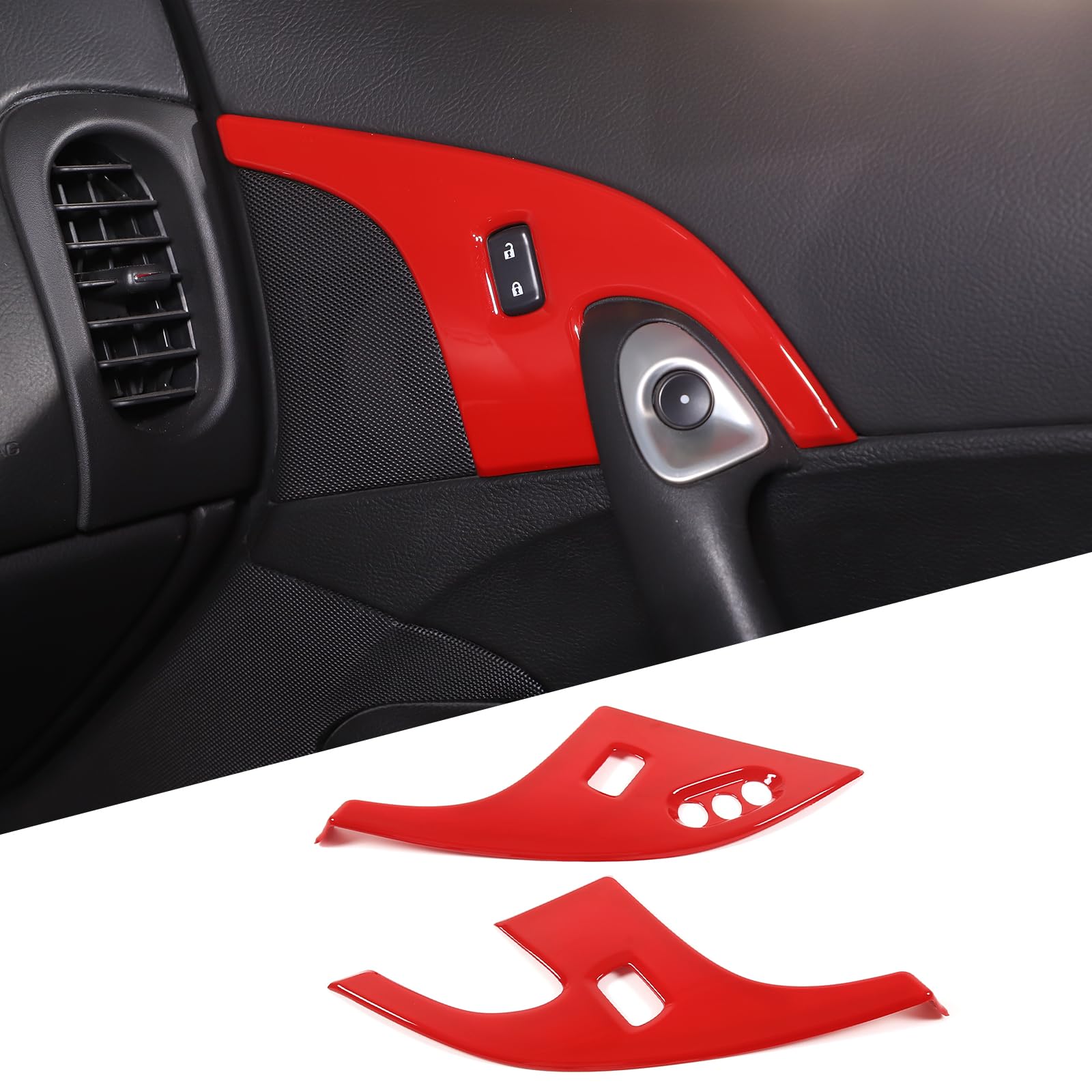 DIYUCAR ABS Kunststoffe Auto Kindersicherung Türschloss Schalter Panel Abdeckung Trim Aufkleber für Chevrolet Corvette C6 2005-2013 Autozubehör (rot) von DIYUCAR