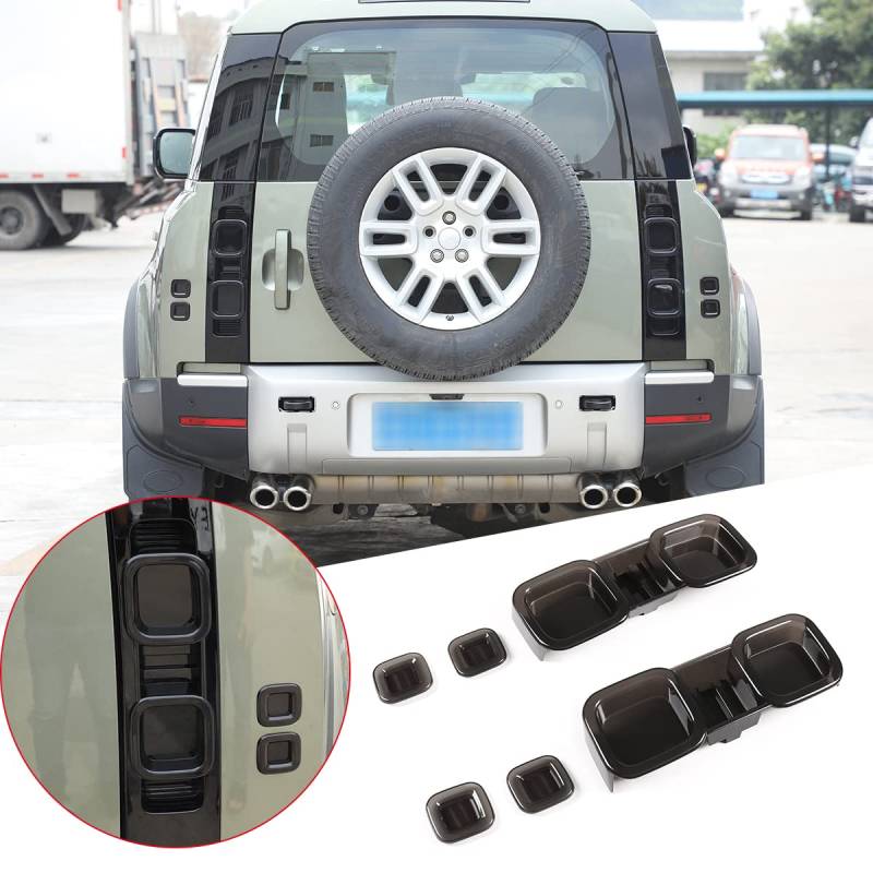 DIYUCAR ABS Smoked Rückleuchten Set Montage für LR Defender 90 110 2020-2022 Rücklichtabdeckung Dekorativer Rahmen von DIYUCAR