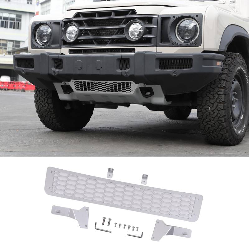 DIYUCAR Auto Frontstoßstange Unterer Grill Guard Cover Kompatibel mit INEOS Grenadier 2020-2025 Honeycomb Mesh Front Bumper Air Intake Protection Grille Exterior Accessories (Silber) von DIYUCAR