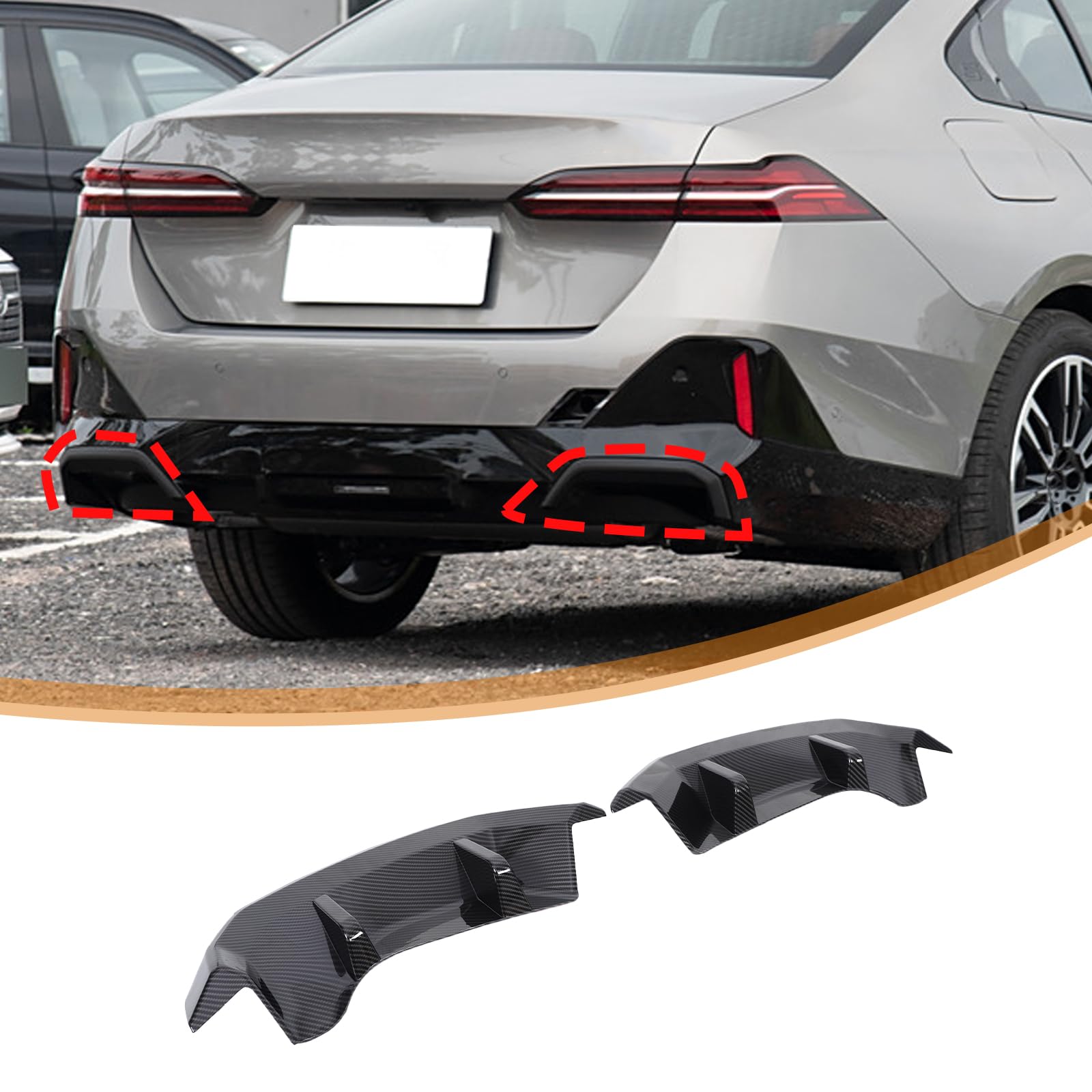 DIYUCAR Auto Heckstoßstange Lippe Spoiler Kompatibel mit BM@*W 5 Serie G60 2024 2025 Untere Heckstoßstange Diffusor Lippe Spoiler Schutzhülle Außen Dekoratives Zubehör (Kohlefaser) von DIYUCAR