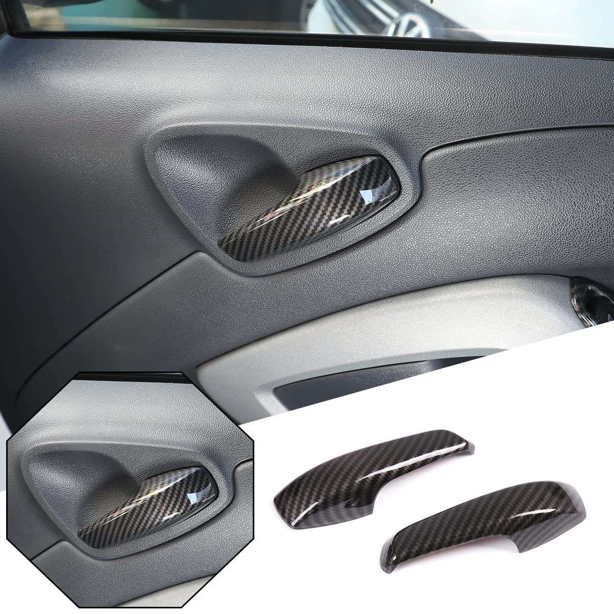 DIYUCAR Auto-Innentürgriffe für Smart 451 453 Fortwo 2010-2021 Innentüren Panel Griff Bar Pull Trim Abdeckung ABS 2 Stück (Kohlefaser für Smart 2010-2015) von DIYUCAR