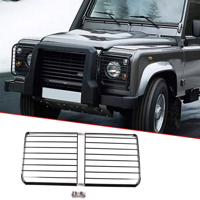 DIYUCAR Frontscheinwerfer-Rahmenverkleidung, Legierung, 2 Stück, für LR Defender 110 2004 2005 2006 2007–2018 von DIYUCAR