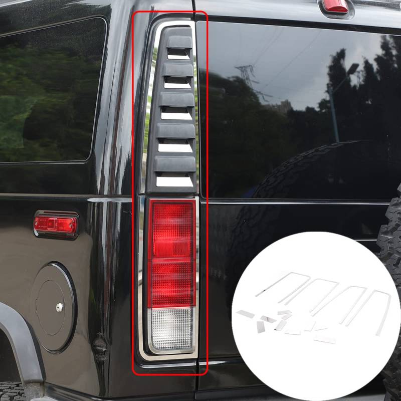 DIYUCAR Für Hummer H2 2003-2009 Edelstahl Rücklicht Abdeckung Verkleidung Rücklicht Licht Rahmen Dekorative Pailletten Außenzubehör von DIYUCAR