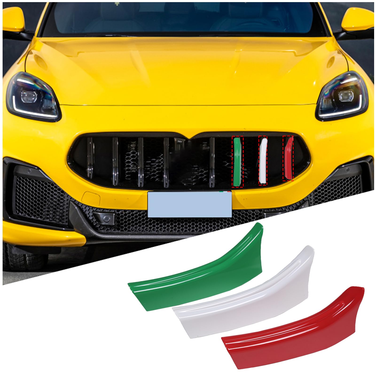 DIYUCAR Für Maserati Grecale 2022 Auto Frontgrill Zierleisten Streifen Grill Abdeckung Aufkleber Autozubehör von DIYUCAR