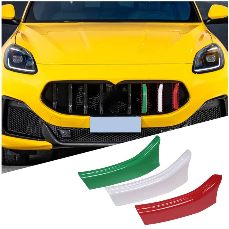 DIYUCAR Für Maserati Grecale 2022 Auto Frontgrill Zierleisten Streifen Grill Abdeckung Aufkleber Autozubehör von DIYUCAR