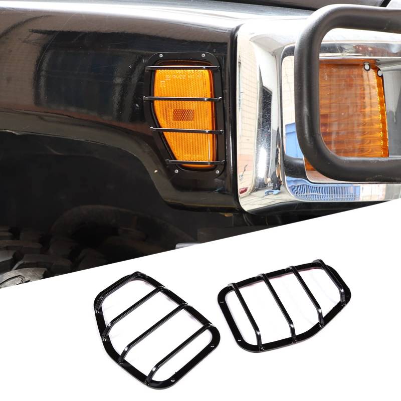 DIYUCAR Stainless Car Side Fender Turn Signal Light Cover Trim Anti-collision Lamp Guards Frame Auto Accessories For Hummer H3 2005-2009 von DIYUCAR