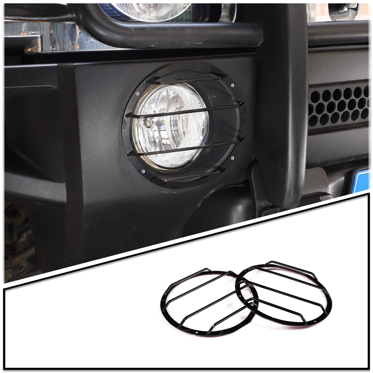 DIYUCAR Stainless Steel Auto Front Fog Light Lamp Cover Trim Guards Protector Bumper Accessories Car-Styling For Hummer H3 2005-2009 von DIYUCAR