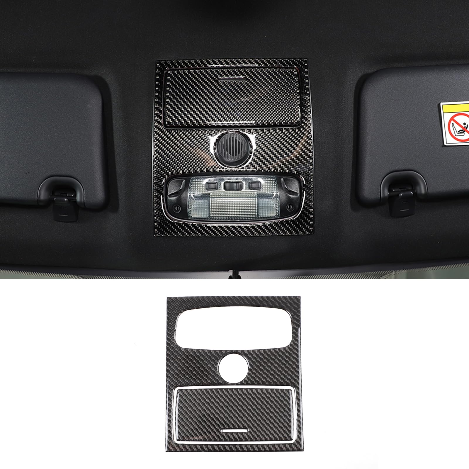 DIYUCAR Weiche Kohlefaser Auto Innen Front Leselicht Lampe Panel Abdeckung Trim Aufkleber Auto Innen Dach Lampe Panel Abdeckung Kompatibel mit Ford Ranger 2015-2021 von DIYUCAR