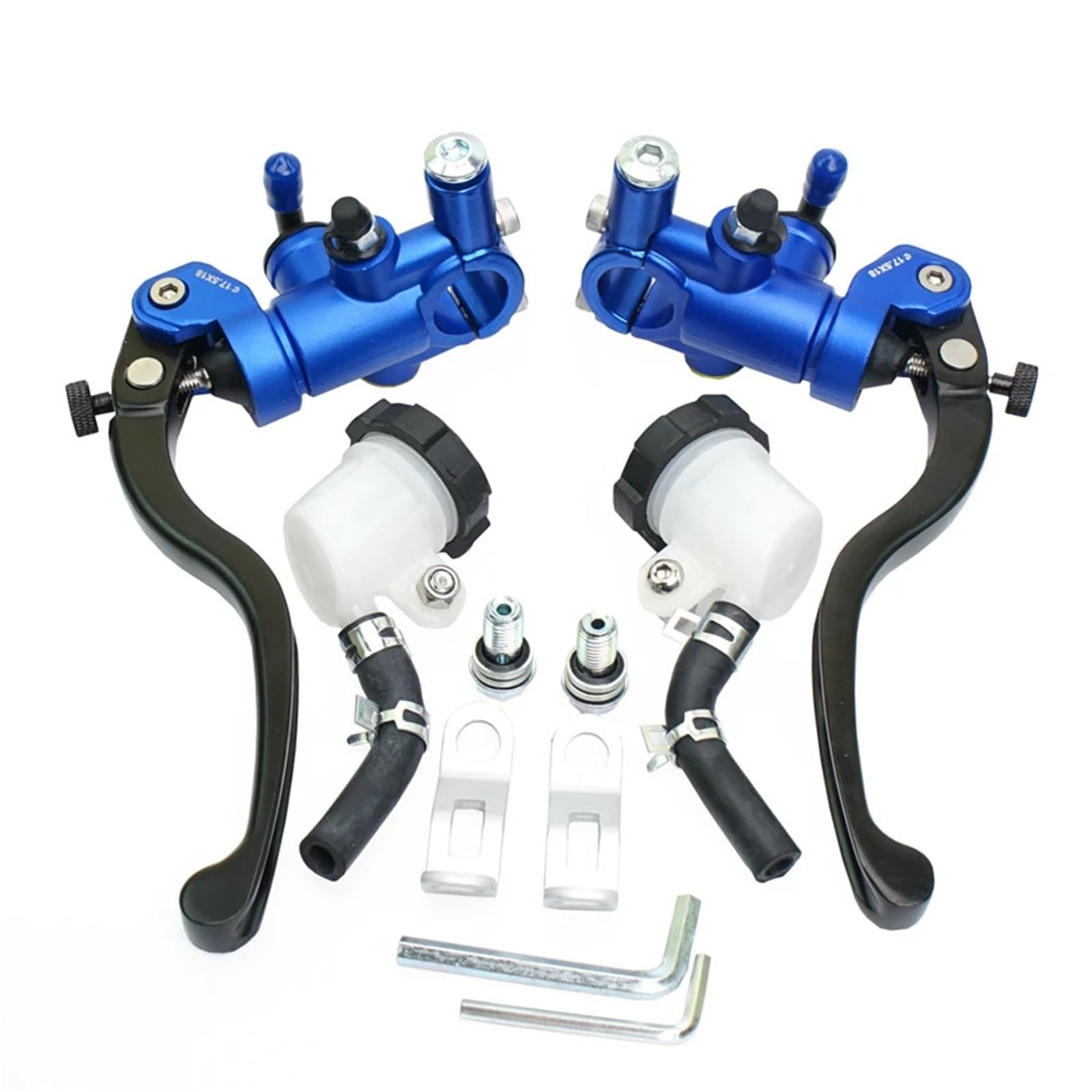 For Cafe Racer Suzuki Yamaha 17.5RCS Radial Montage Motorrad Bremse Kupplung Pumpe Master Zylinder Barsch Kupplung Adelin(One Pair Blue) von DIYUHUO