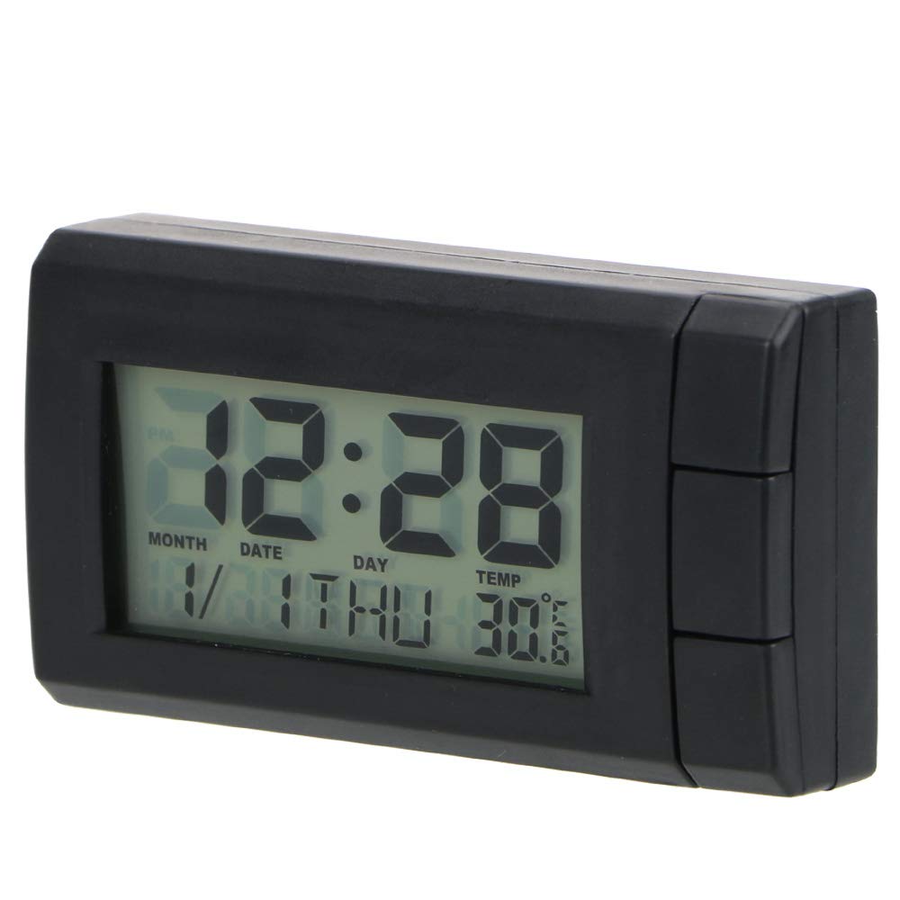 DIYWORK Auto LCD-Digitalanzeige Uhr mit Thermometer und Datumsanzeige, Blaue Hintergrundbeleuchtung, Selbstklebend, Autoverzierungen von DIYWORK