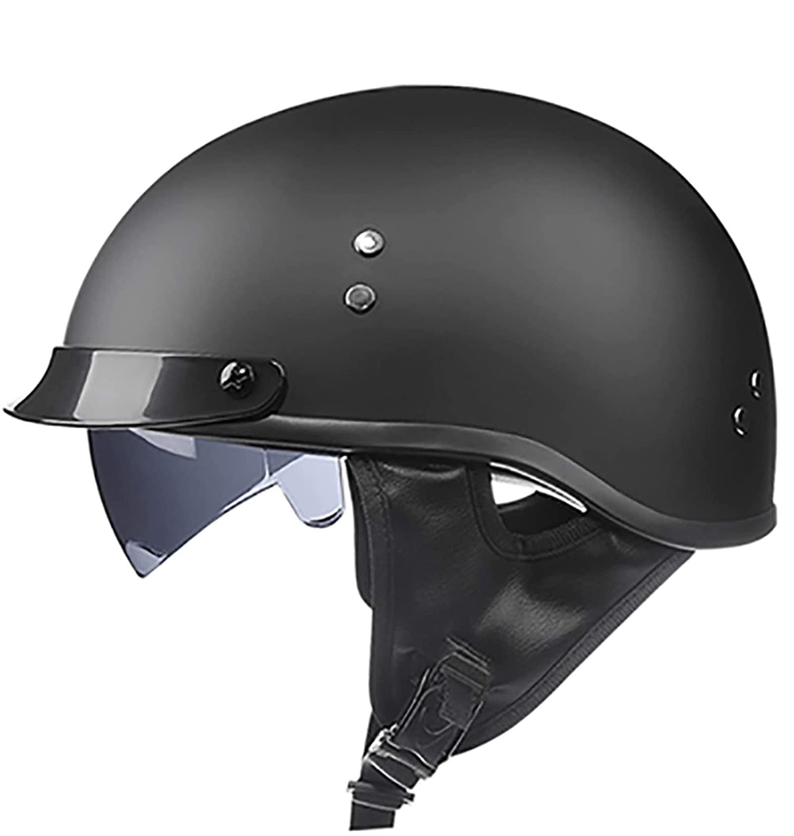 Motorrad Halbhelme Brain-Cap · Halbschale Jet-Helm Roller-Helm ECE-Zertifizierung Scooter-Helm Mofa-Helm Retro Motorrad Half Helm mit Built-in Visier für Cruiser Chopper Biker von DJCALA