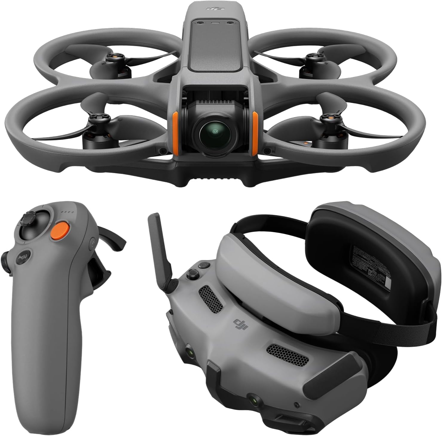 DJI Avata 2 Fly More Combo (1 Akku), FPV Drohne mit Kamera 4K, mit Propellerschutz, Flips/Rollen auf Tastendruck, POV Content Kamera-Drohne, inkl. Goggles 3 und RC Motion 3 von DJI