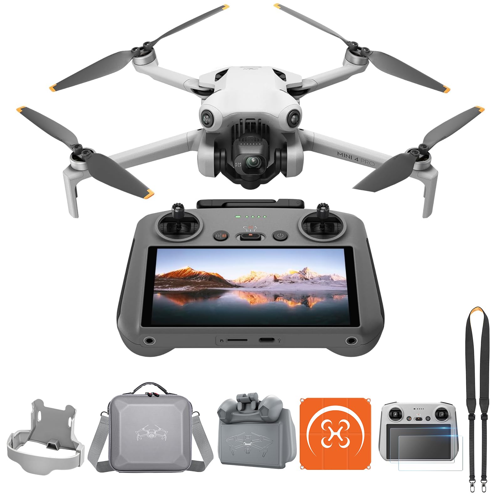 DJI Mini 4 Pro (DJI RC 2 Fernsteuerung) mit Vielseitiges Zubehör, faltbare Mini-Drohne mit 4K-Kamera für Erwachsene, unter 249 g, 34 Minuten Flugzeit, omnidirektionale Bilderkennung, Klasse-C0 von DJI