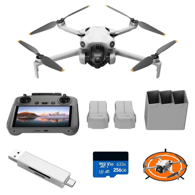 DJI Mini 4 Pro Fly More Combo mit DJI RC 2 Fernsteuerung (Bildschirmfernsteuerung) mit Zubehör, faltbare Mini-Drohne mit 4K-Kamera, unter 249g, 34 Minuten Flugzeit, 2 zusätzliche Akkus, Klasse-C0 von DJI