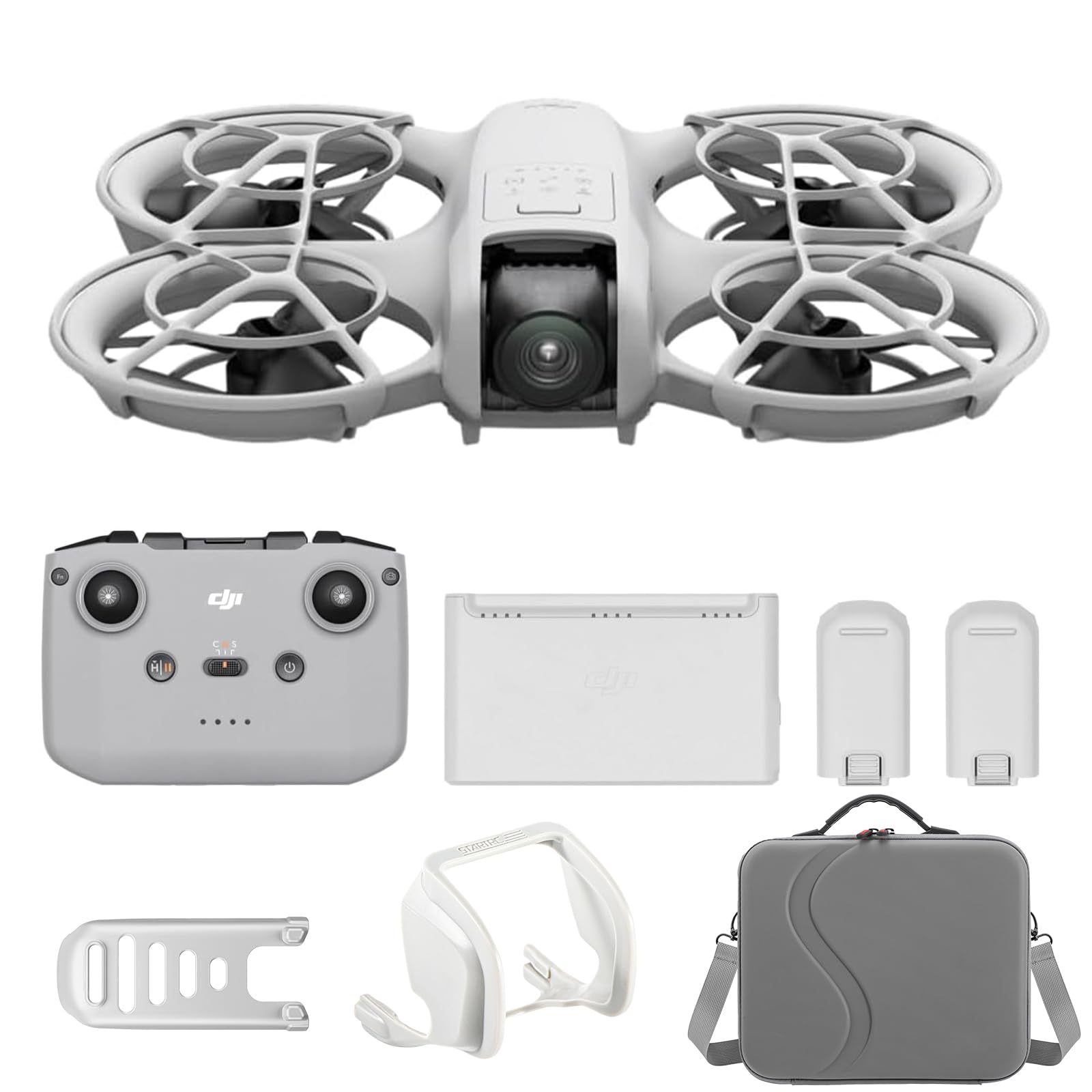 DJI Neo Fly More Combo mit Vielseitiges Zubehör, Mini drohne mit 4K Kamera, 135g selbstfliegende Drohne, Follow me funktion, Handstart, KI-Motivverfolgung, mit RC-N3 und 3 Akkus von DJI