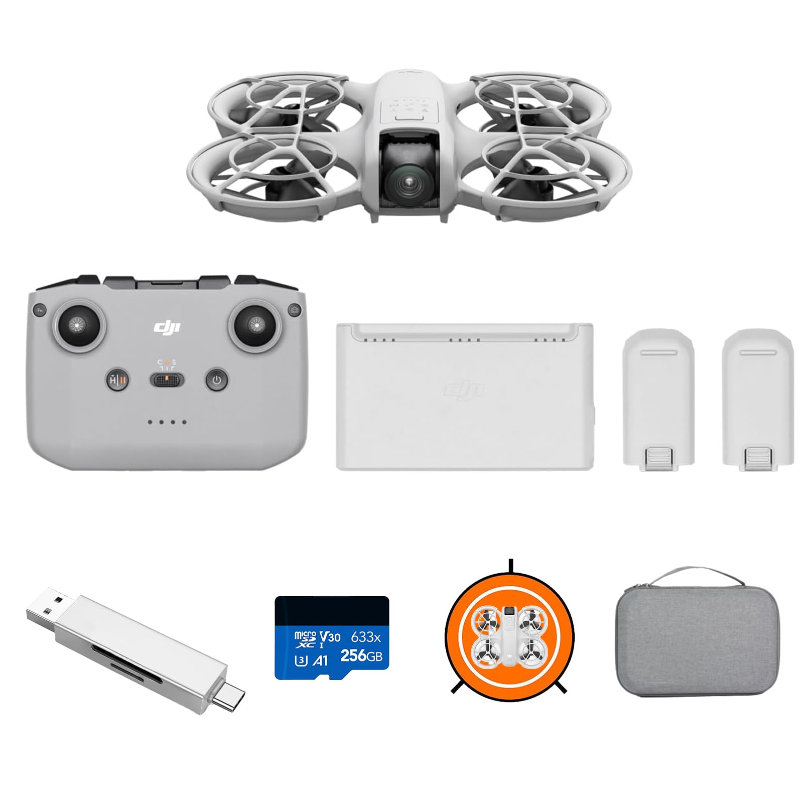 DJI Neo Fly More Combo mit Zubehör, Mini drohne mit 4K Kamera, 135g selbstfliegende Drohne, follow me funktion, Handstart, KI-Motivverfolgung, stabilisiertes Video, mit RC-N3 und 3 Akkus von DJI