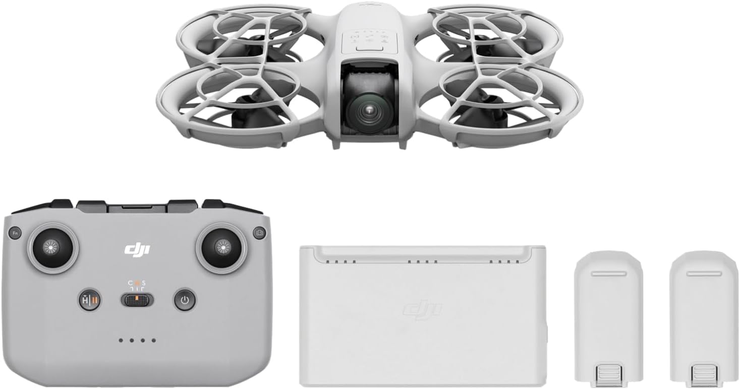 DJI Neo Motion Fly More Combo, Mini drohne mit 4K UHD-Kamera für Erwachsene, 135 g selbstfliegende Drohne, follow me funktion, Handflächenstart, KI-Motivverfolgung, mit RC Motion 3 und 3 Akkus von DJI