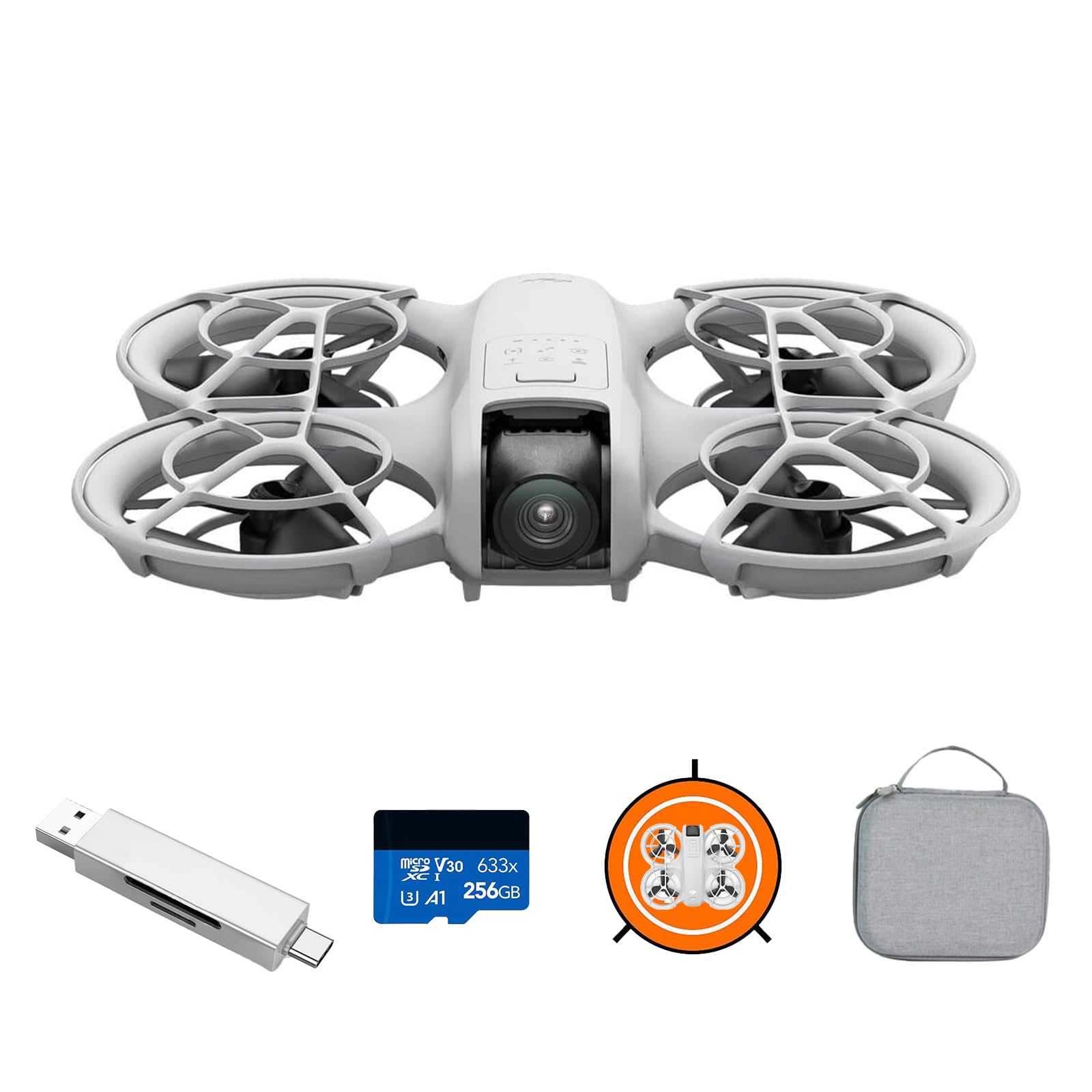 DJI Neo mit Zubehör, Mini Drohne mit Kamera 4K, 135g Selbstfliegende Drohne, Follow me funktion, Handstart, KI-Motivverfolgung, QuickShots, Eingebauter Propellerschutz (Controllerfrei) von DJI