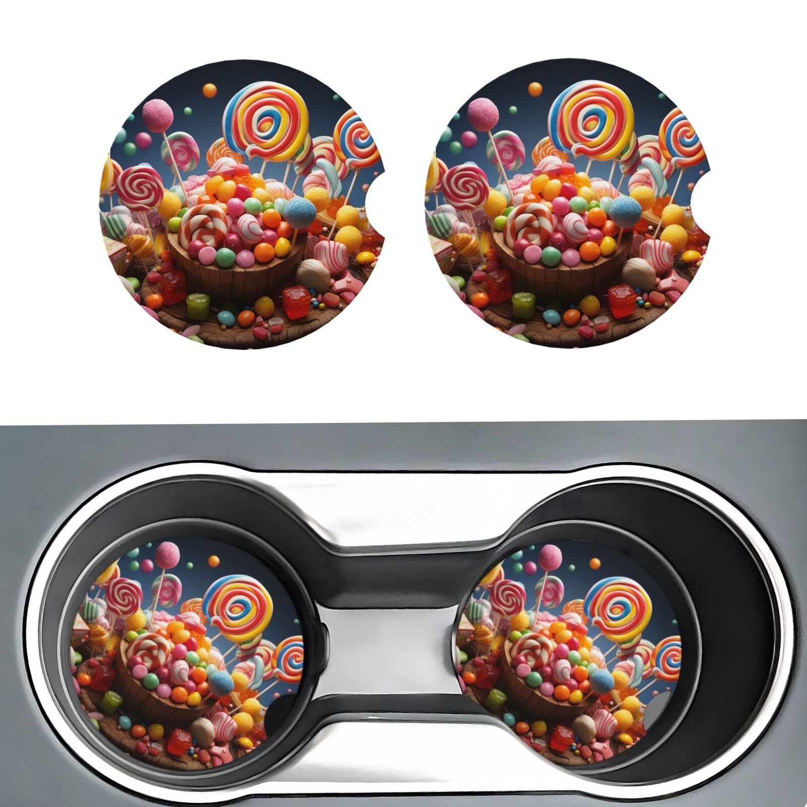 Auto Untersetzer 2 Pack Farbe Candy Auto Becherhalter Untersetzer rutschfeste Getränkeuntersetzer Keramik Untersetzer Saugfähige Einsatz Cup Pads Gummi Auto Cup Mat Auto Innenraum Zubehör für die von DJUETRUI